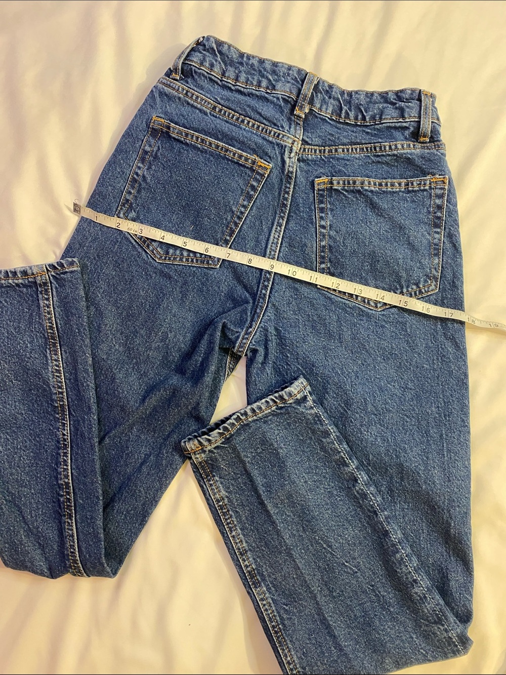 H&M Blue Denim Jeans with Gold Stitching - Picture 8 of 9